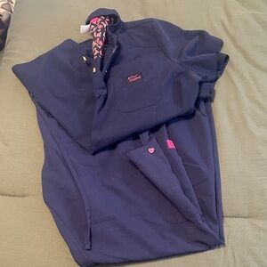 Betsey Johnson Navy and Pink scrub set